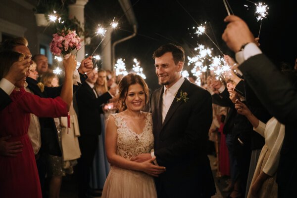 Zdjęcie weselne Pary Młodej podczas wesela w pałacu Mortęgi